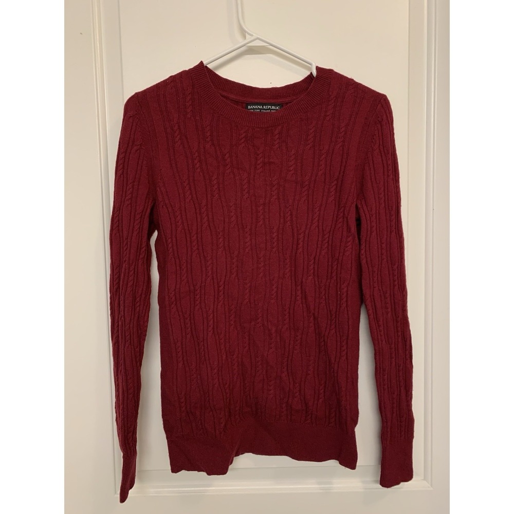 Banana Republic Italian Filpucci Merino Wool‎ Cashmere Cable Knit Pink Sweater S